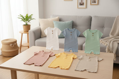 Simple Short Sleeve Colorful Rompers