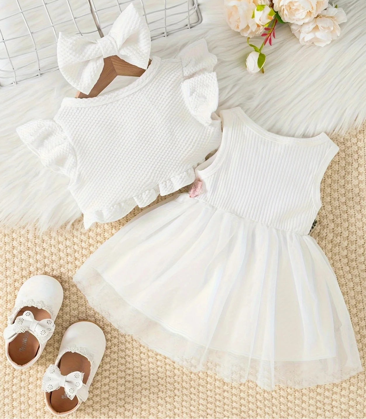 Robes de bébé à fleurs + Vestes + Accessoires pour cheveux