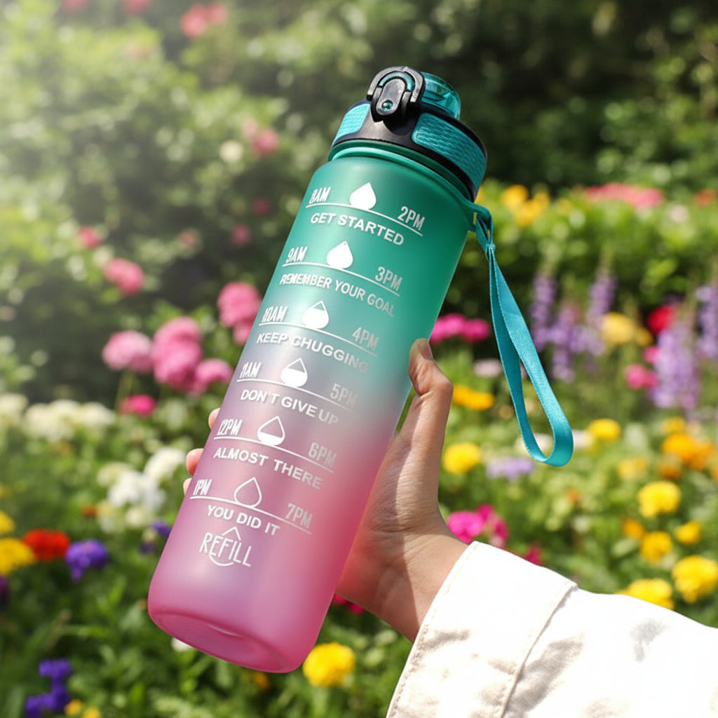 1L Water Bottles 12 Colors with Time Mark Drink