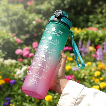 1L Water Bottles 12 Colors with Time Mark Drink