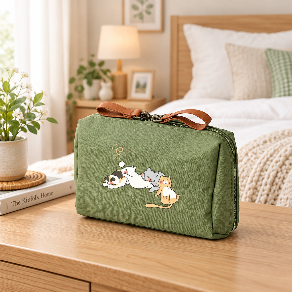 Partitioned Large Capacity Cosmetic Bags