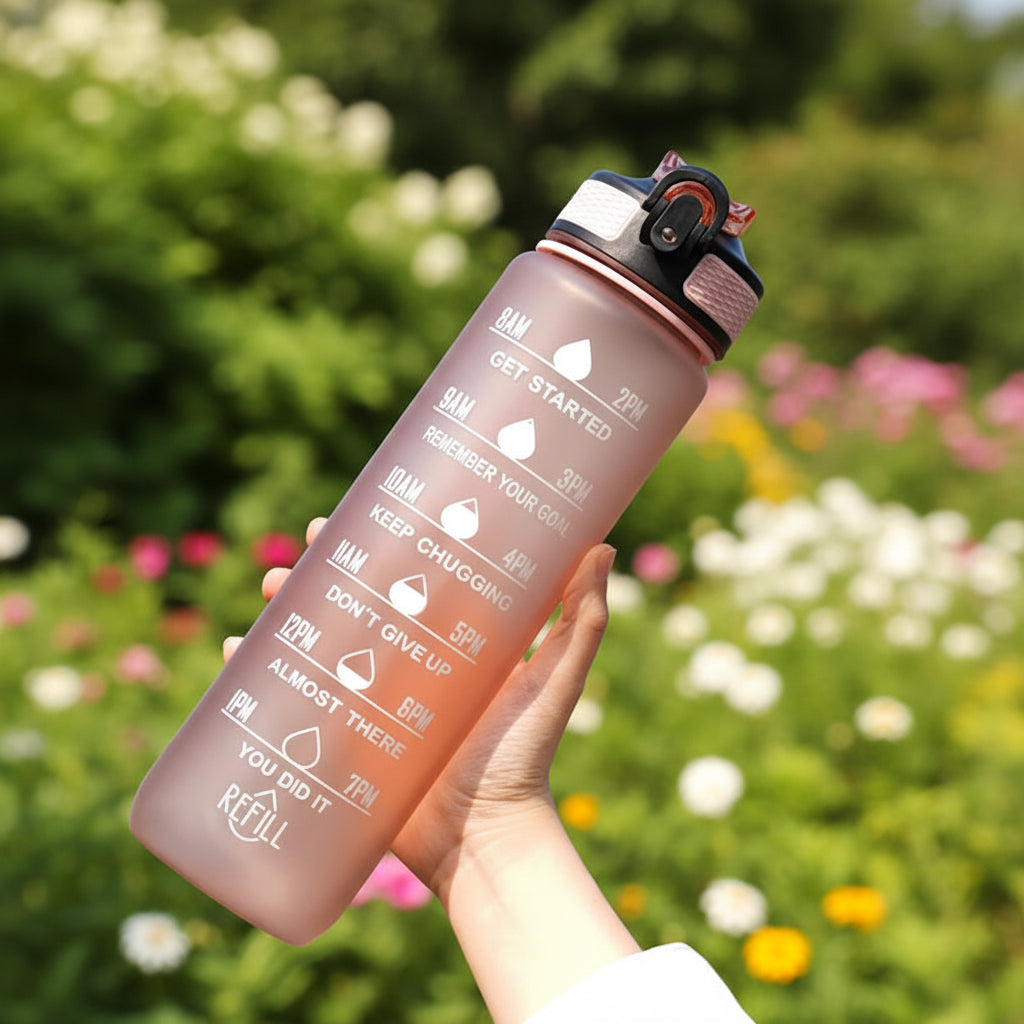 1L Water Bottles 12 Colors with Time Mark Drink