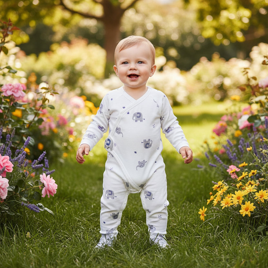 Cartoon Printed Cotton Rompers