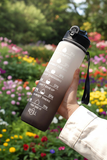 1L Water Bottles 12 Colors with Time Mark Drink