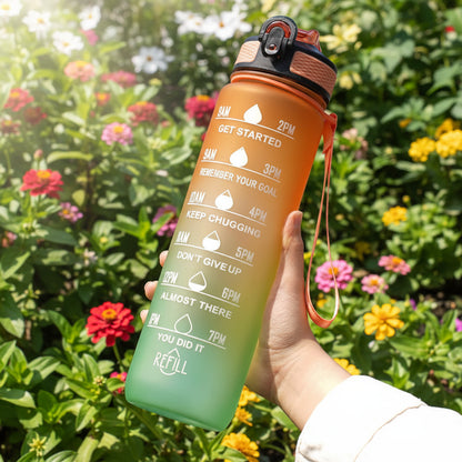1L Water Bottles 12 Colors with Time Mark Drink