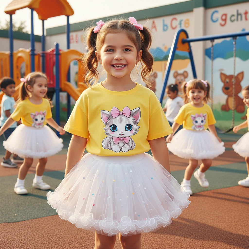 Girl Summer Cute Cartoon Sweatshirts and Skirts