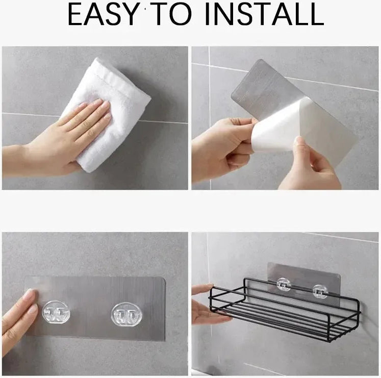 No-Drill Storage Rack Bathroom Shelves