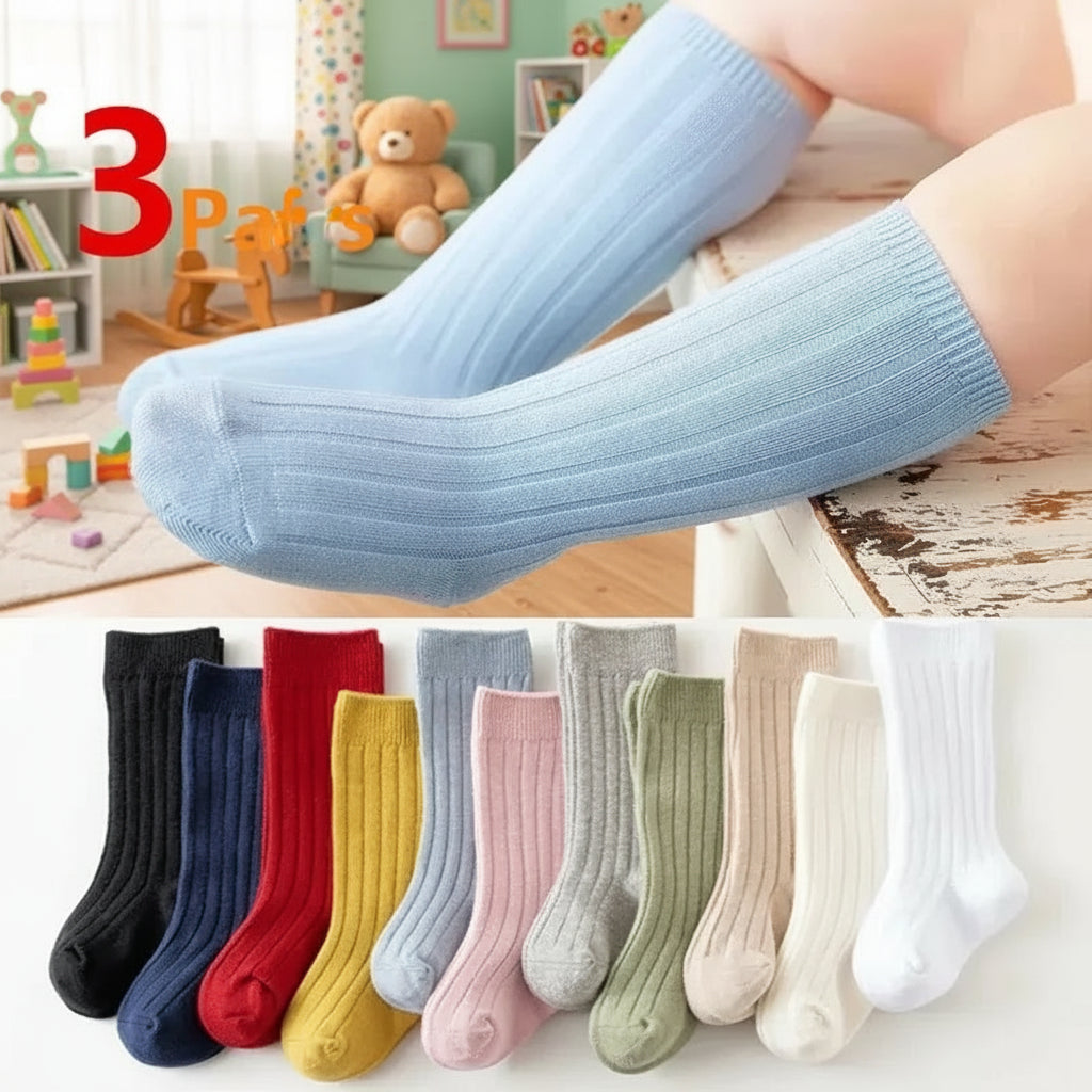 3 أزواج من الجوارب الطويلة المصنوعة من قماش ناعم