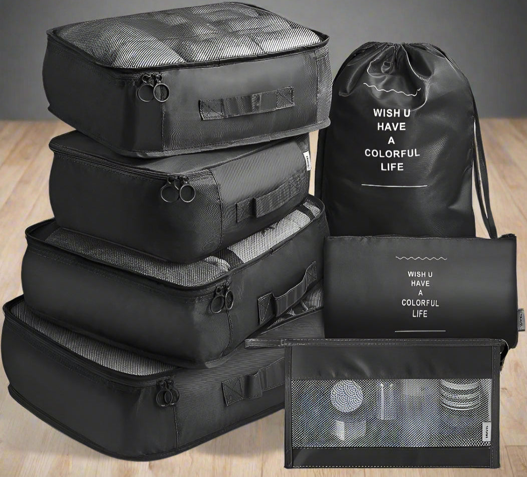 7-Pieces Set of Packing Organizers That Organize Wears/Shoes in The Luggage Bag