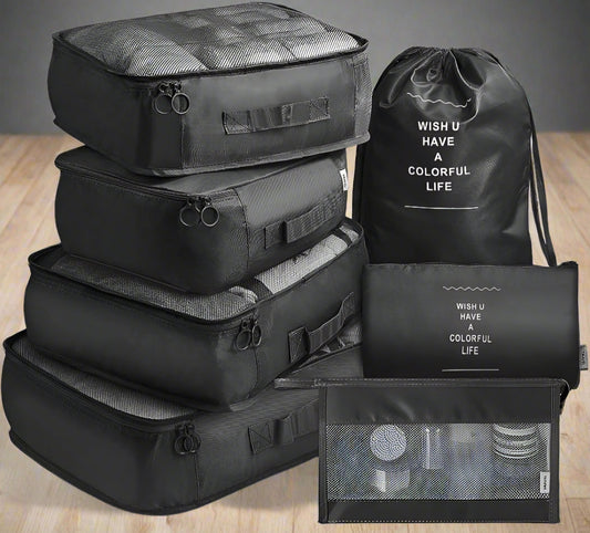 مجموعة من 7 قطع لتنظيم الملابس والأحذية في حقيبة السفر