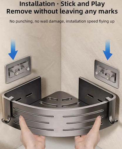 1-2PCS Bathroom Corner Shelves With Plastic Hook Towel Bars