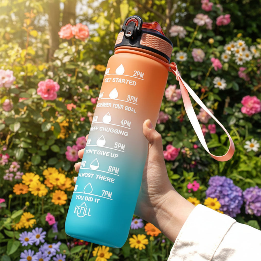 1L Water Bottles 12 Colors with Time Mark Drink