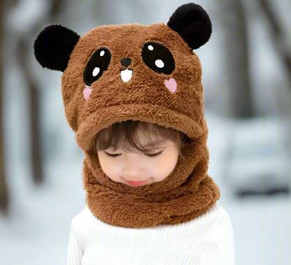 Warm Ear Protection Panda Cartoon Beanie Hats and Scaves