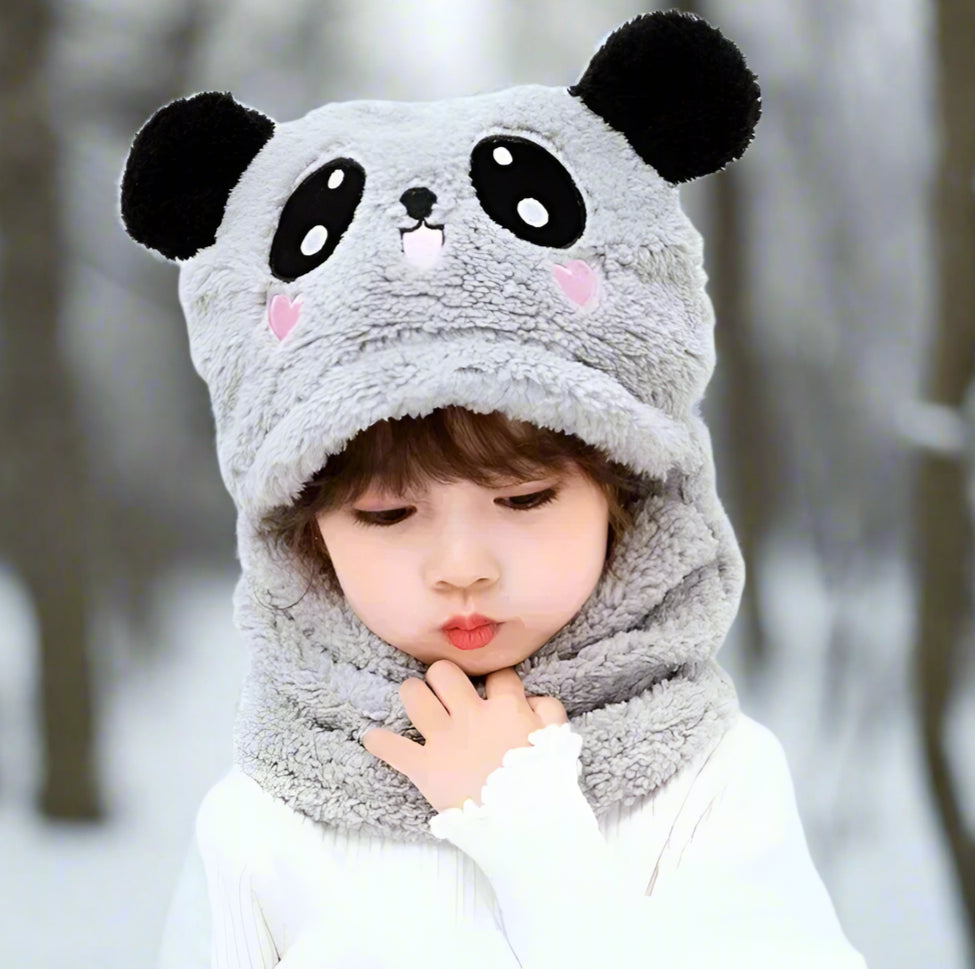 Warm Ear Protection Panda Cartoon Beanie Hats and Scaves