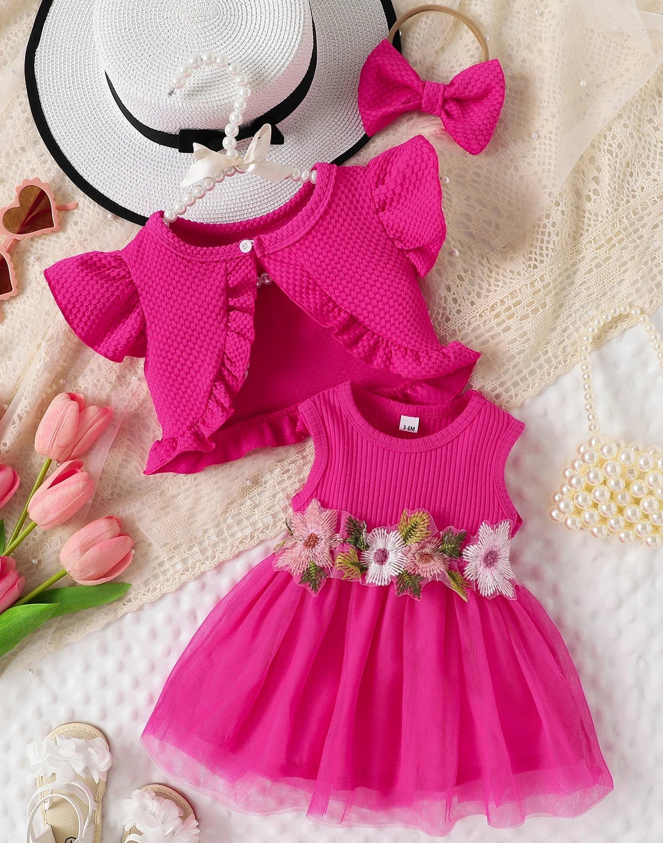 Robes de bébé à fleurs + Vestes + Accessoires pour cheveux