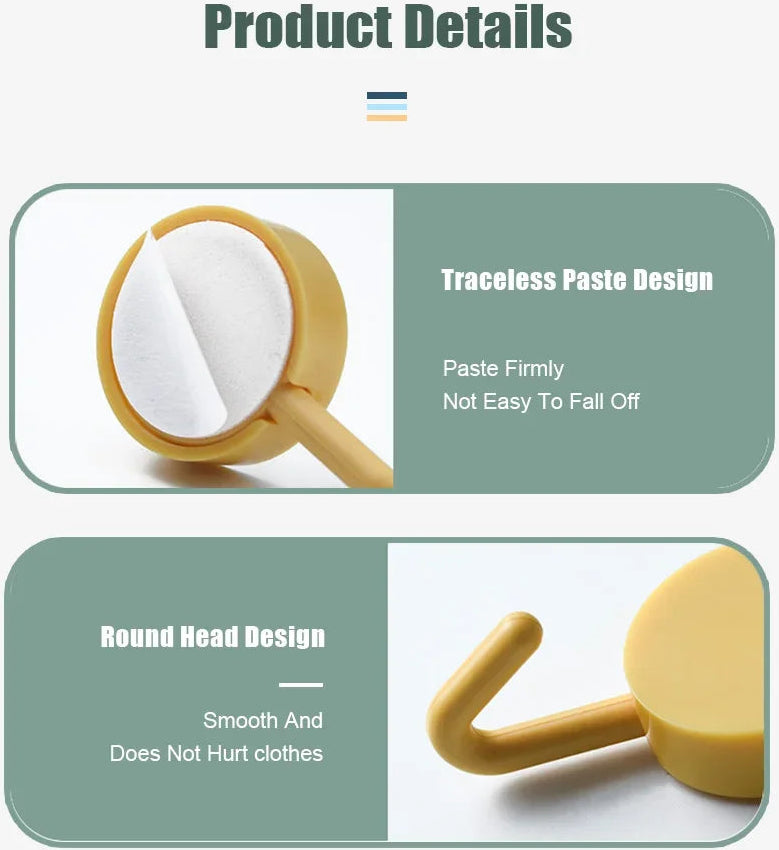 10Pcs Self Adhesive Wall Hooks Strong Without Drilling