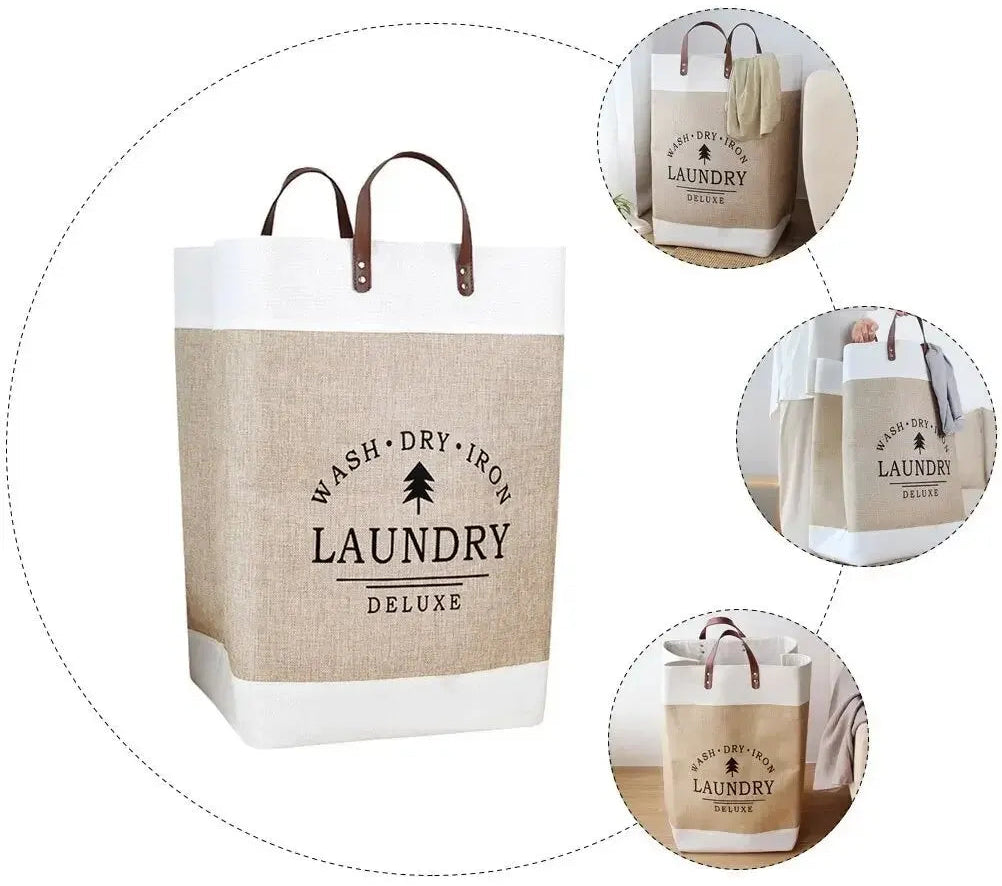 Large Capacity Beige White Laundry Baskets