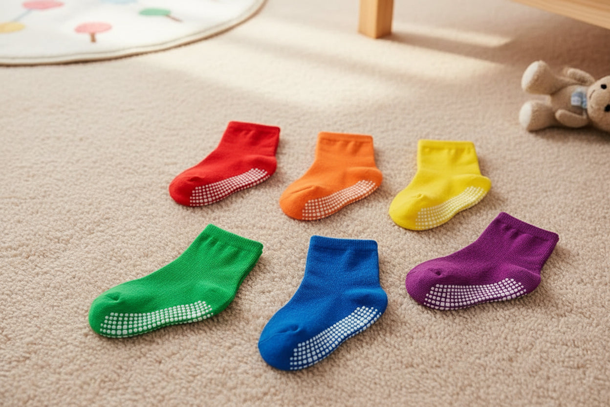 6Prs Anti-Slip Short Socks With Grips