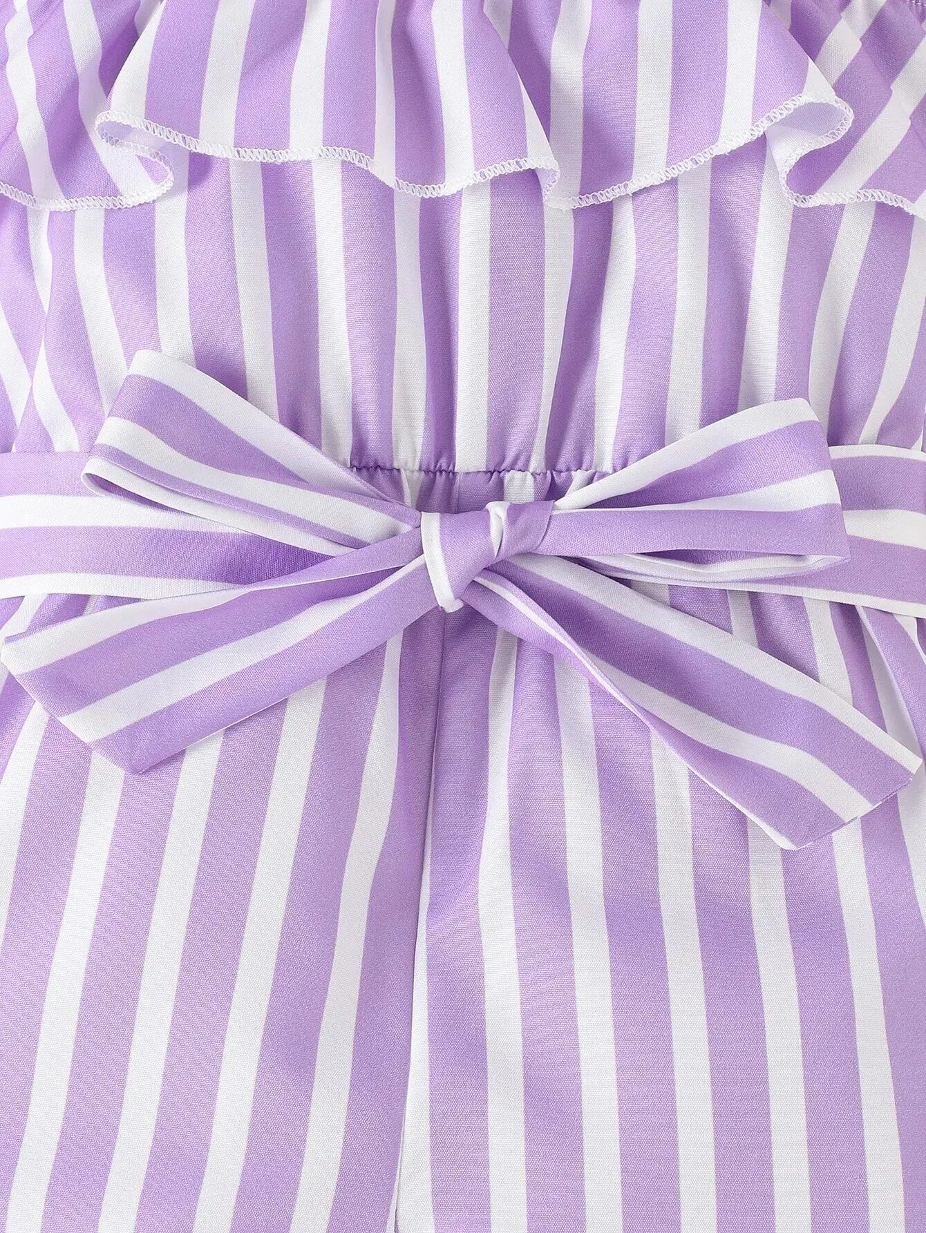 Sweet Purple Stripes Dress with Belt
