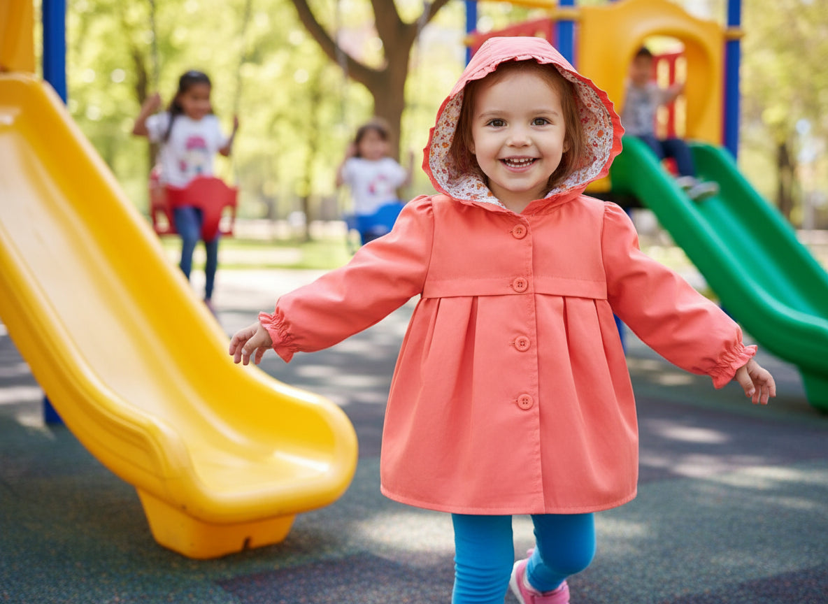 جاكيتات ملونة للبنات الصغيرات مع غطاء رأس