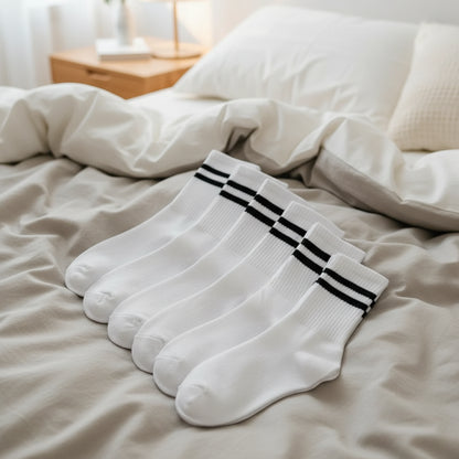 6Prs Black and White Comfortable Short Socks