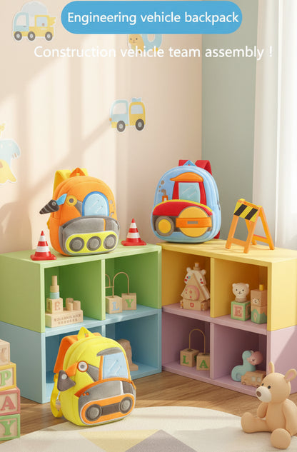 Engineering Vehicles Cartoon Kids Backpacks Bags