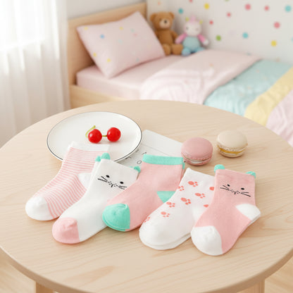 5Prs Cartoon Kids Short Socks