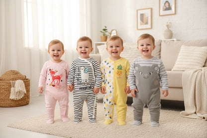 3 or 4 Pieces Unisex Cute Cartoons Bodysuits