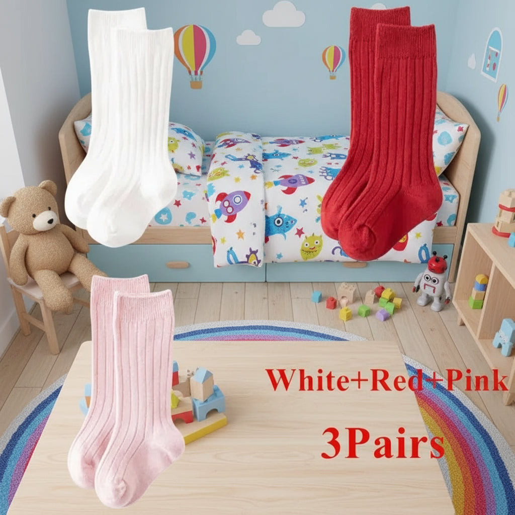 3 أزواج من الجوارب الطويلة المصنوعة من قماش ناعم