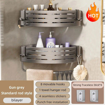 1-2PCS Bathroom Corner Shelves With Plastic Hook Towel Bars