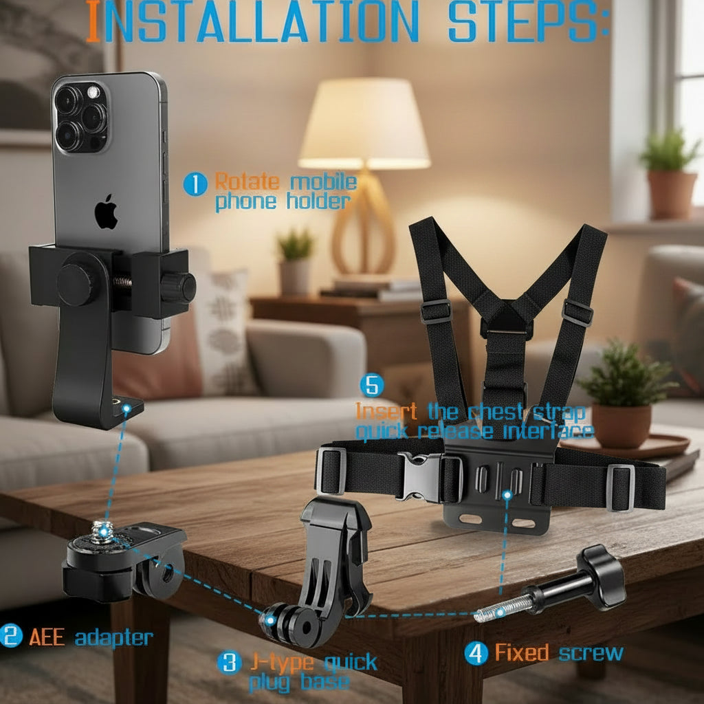 Adjustable Mobile Phone Holder With Chest Strap
