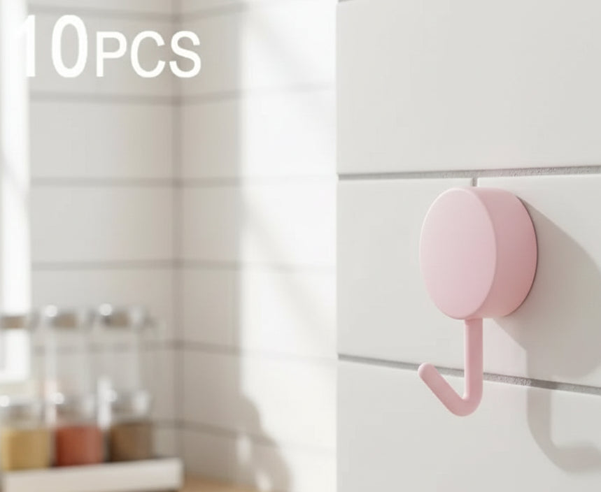 10Pcs Self Adhesive Wall Hooks Strong Without Drilling