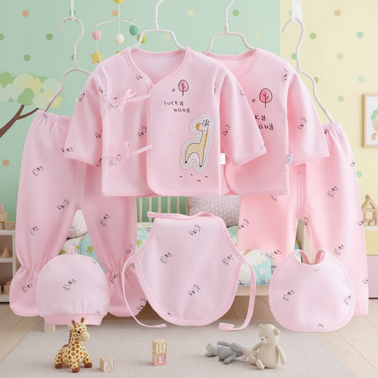 Ensemble 7 pièces pour nouveau-né : sweat-shirt, pantalon et bonnet porte-bonheur