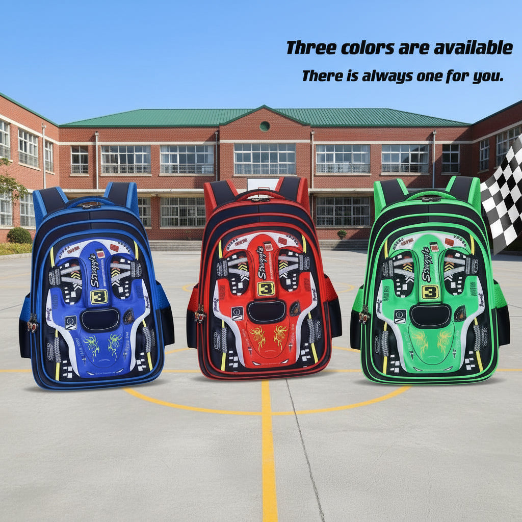 Racer 3D Cars Lightweight Backpacks Bags