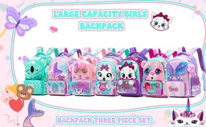 Girls Backpack With Lunch Bag and Pen Case