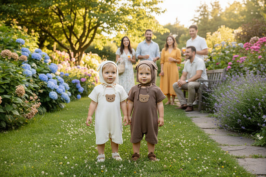 Brown Bear Rompers + Hats With Ears
