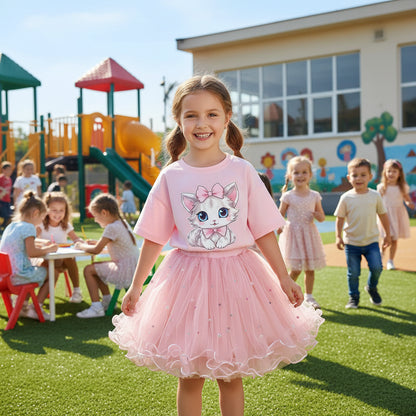 Girl Summer Cute Cartoon Sweatshirts and Skirts