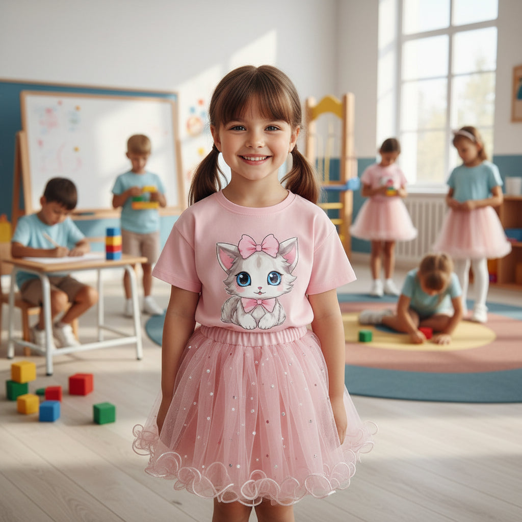 Girl Summer Cute Cartoon Sweatshirts and Skirts