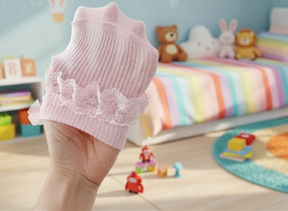 4 paires de chaussettes en coton et dentelle pour nouveau-né avec lien
