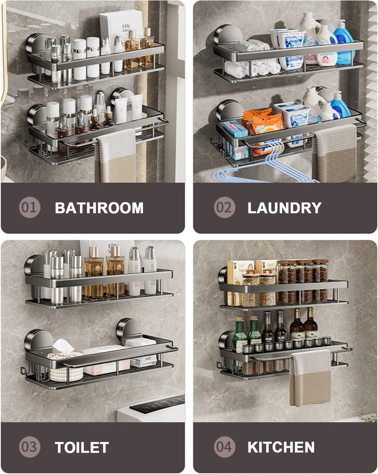 Wall Mounted No Drill Shelves