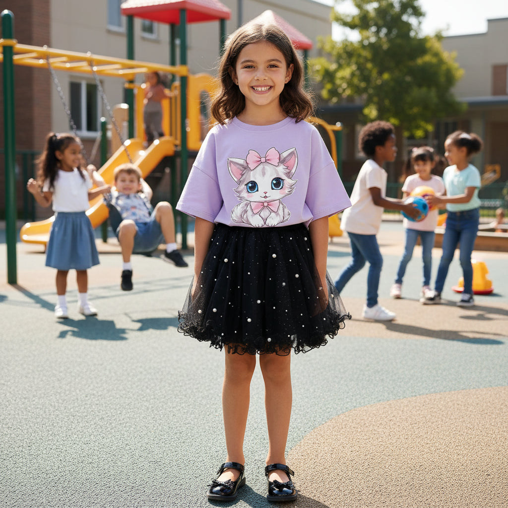 Girl Summer Cute Cartoon Sweatshirts and Skirts
