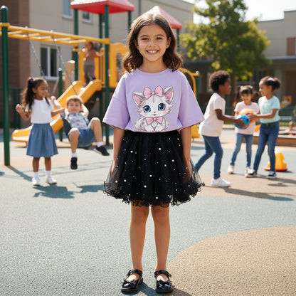 Girl Summer Cute Cartoon Sweatshirts and Skirts