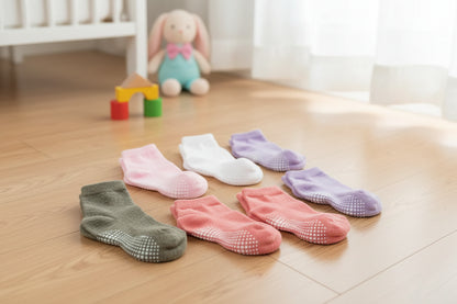 6Prs Anti-Slip Short Socks With Grips