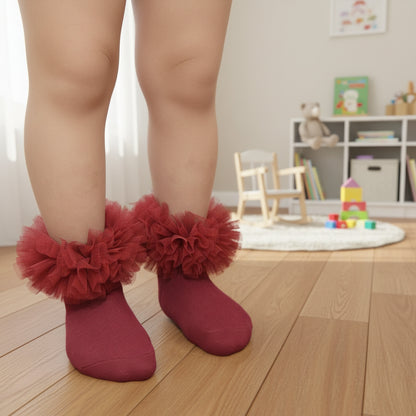 1/8Prs Chaussettes de princesse duveteuses à volants