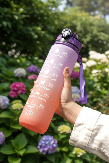 1L Water Bottles 12 Colors with Time Mark Drink