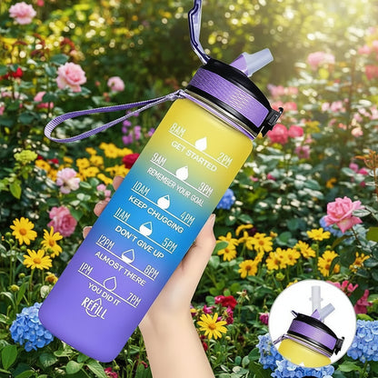1L Water Bottles 12 Colors with Time Mark Drink