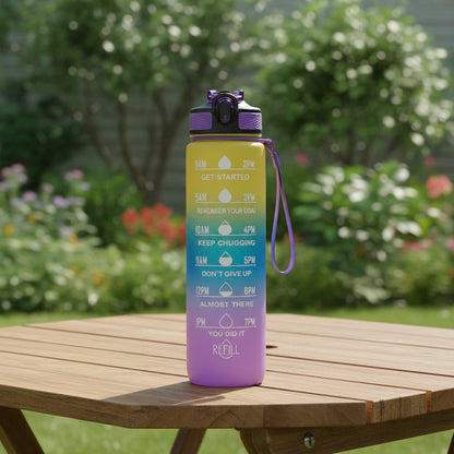 1L Water Bottles 12 Colors with Time Mark Drink