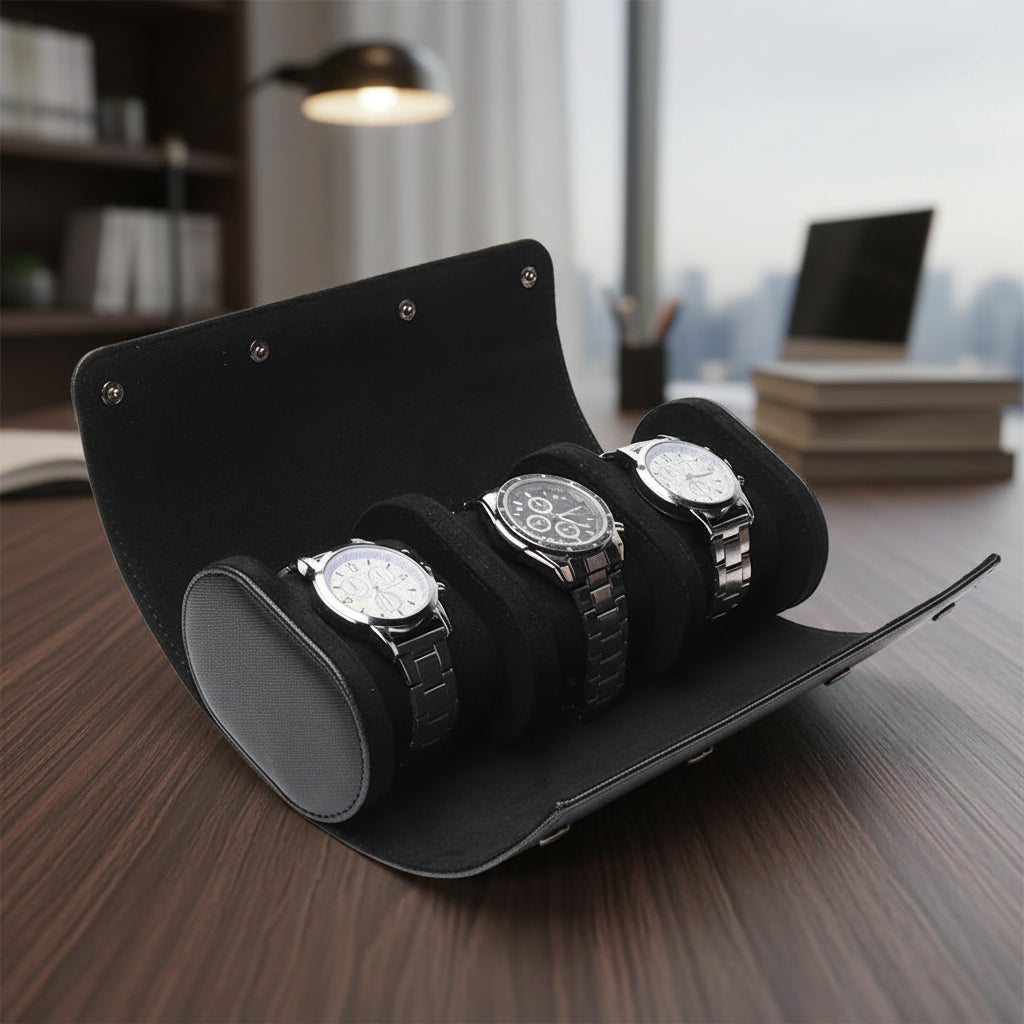 Black/Brown Watch Travel Cases