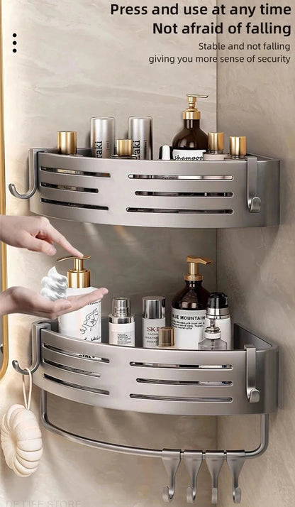 1-2PCS Bathroom Corner Shelves With Plastic Hook Towel Bars