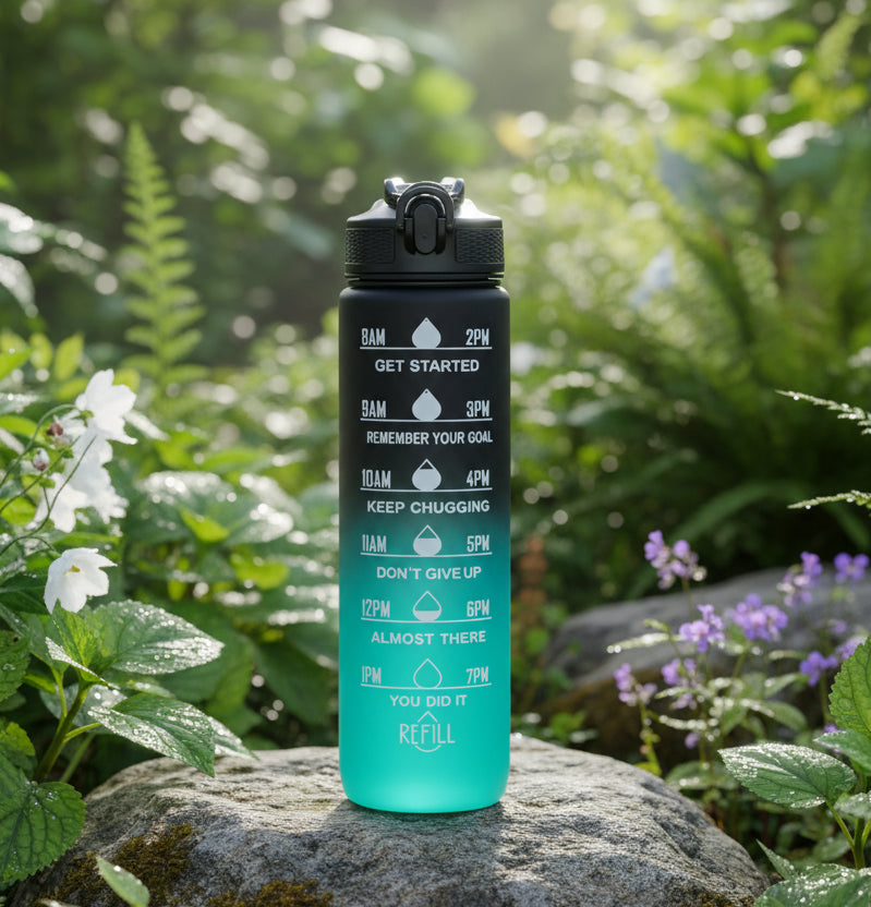 1L Water Bottles 12 Colors with Time Mark Drink